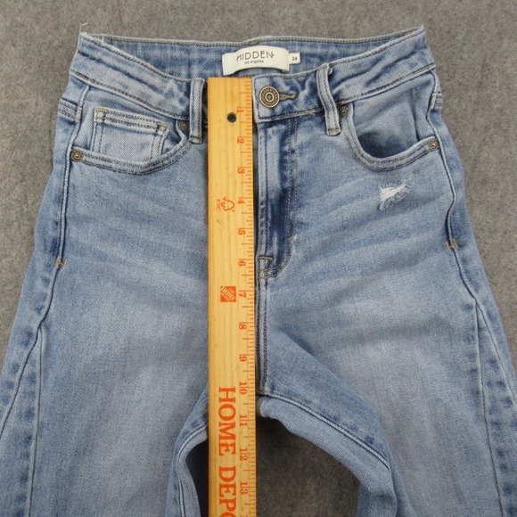 HIDDEN Los Angeles Wide Leg Crop Jeans Distressed Frayed Hem Size 24 - Picture 5 of 11